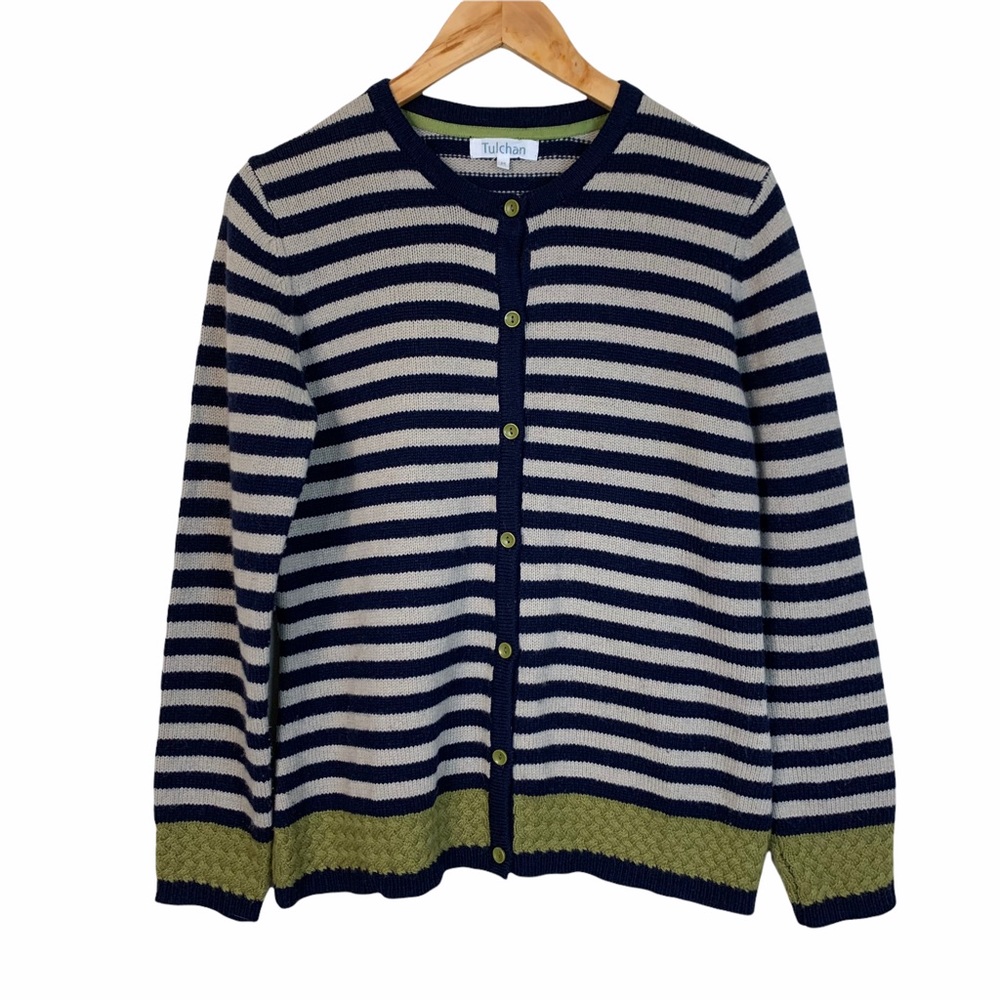 Tulchan Lambs Wool Striped Cardigan